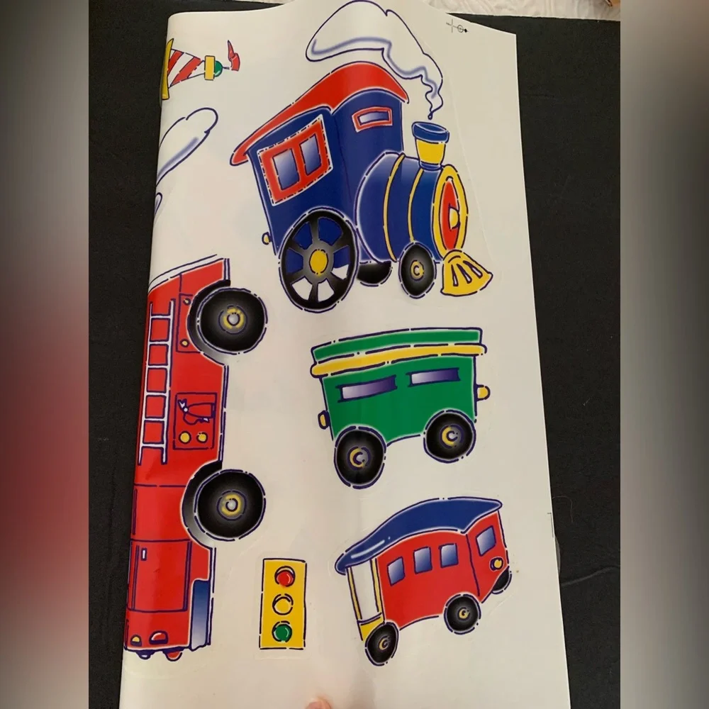 Jumbo Stick-Ups Wall Decor Vehicles Removable Appliques Primary Colors Room Art